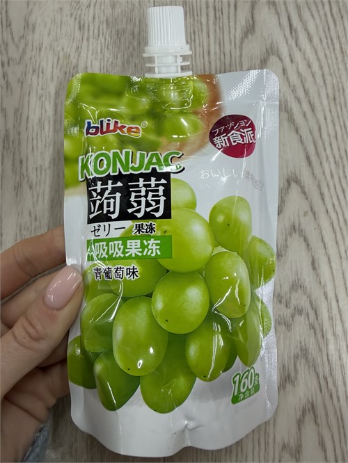 Желе питьевое с кусочками Blike Виноград Зелёный 160 г 6878